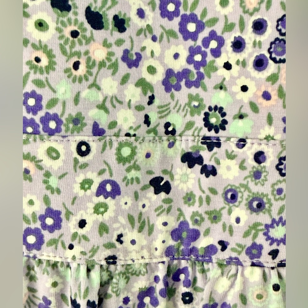 Lands' End~Purple Floral~Scoop Neck~Short Sleeve~Pockets~Fit Flare Dress~L/Tall - Picture 4 of 12